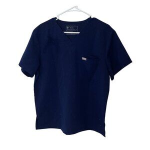 Figs Navy Blue Technical Collection V-Neck Scrub Top With Pocket M